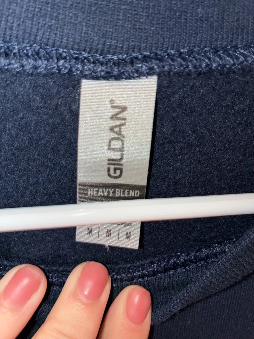 Gildan Navy Crewneck Sweatshirt with Pastel Moon Graphic - Picture 3 of 3